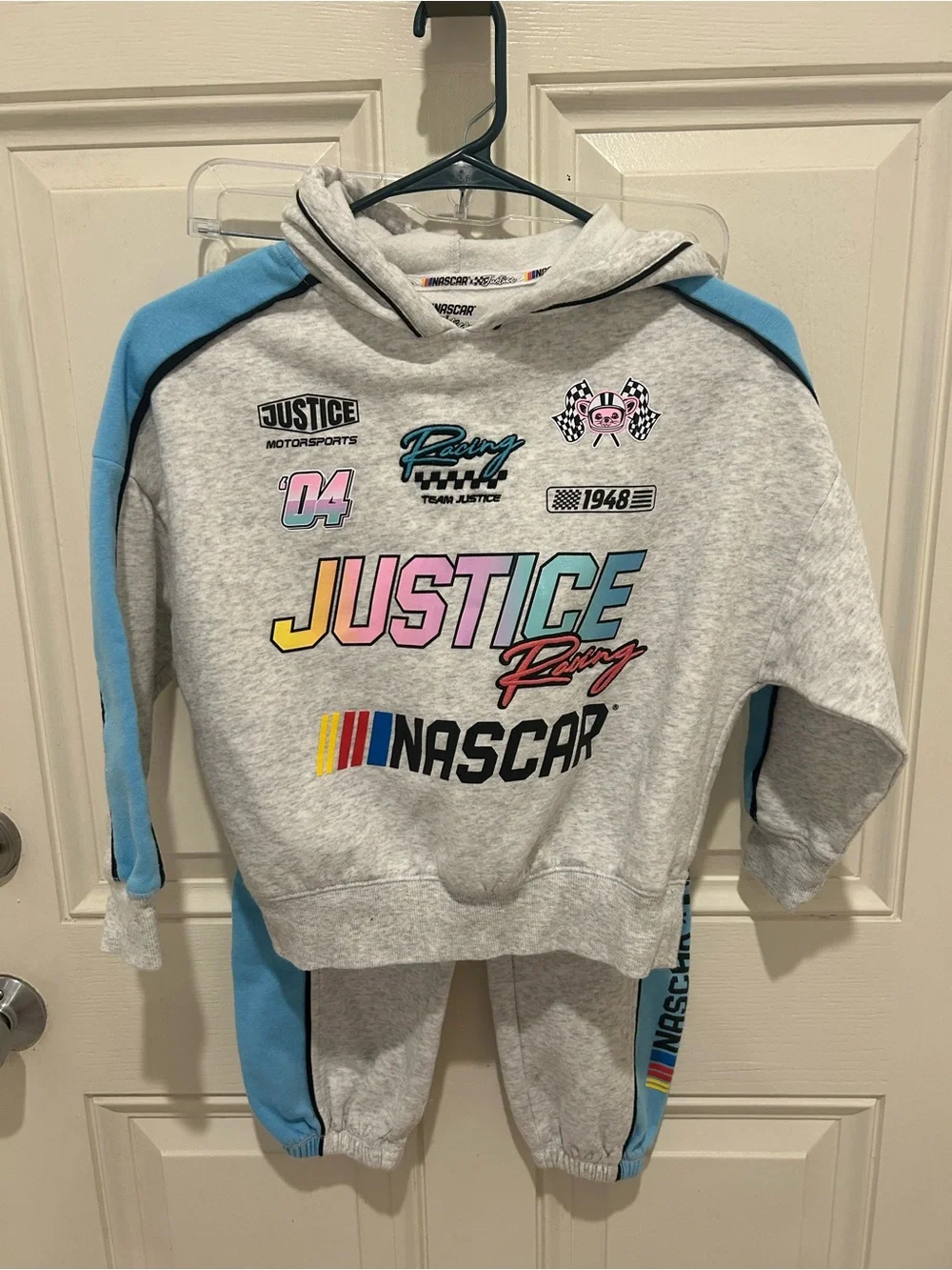 Justice Gray & Light Blue NASCAR Racing Hoodie and Sweatpants